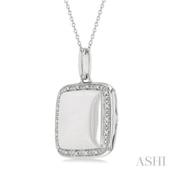 1/10 ctw Square Shape Round Cut Diamond Keepsake Locket Pendant With Chain in Sterling Silver
