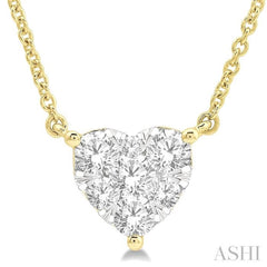 1/2 ctw Lovebright Diamond Heart Pendant With Chain in 14K Yellow and White Gold