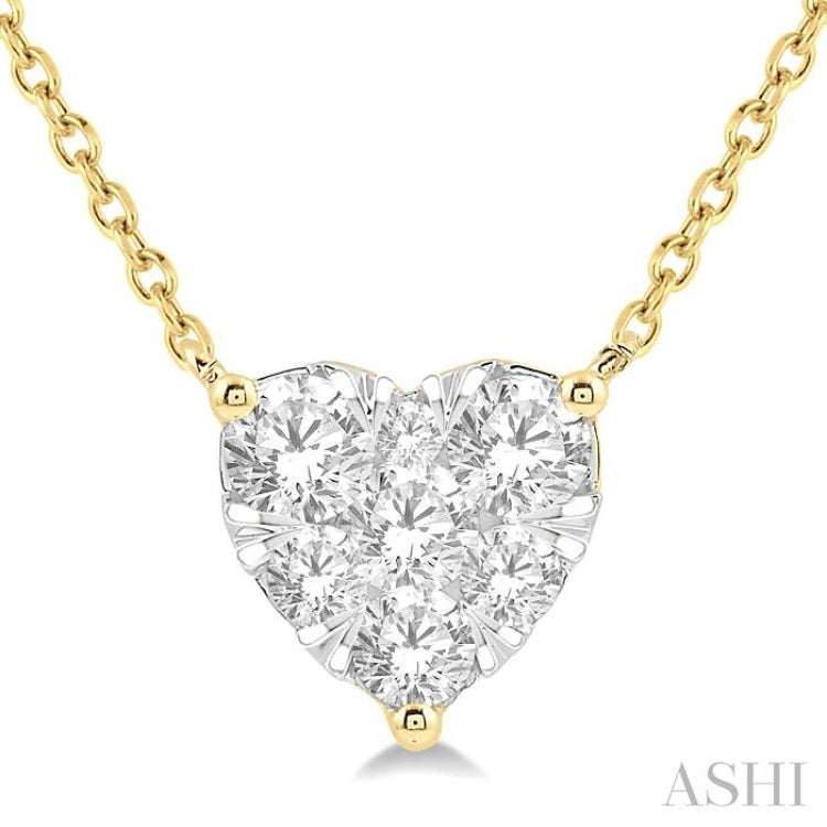 3/4 ctw Lovebright Diamond Heart Pendant With Chain in 14KYellow and White Gold