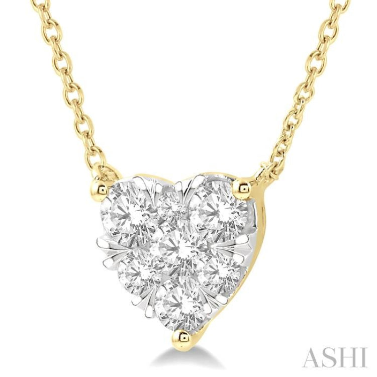 3/4 ctw Lovebright Diamond Heart Pendant With Chain in 14KYellow and White Gold