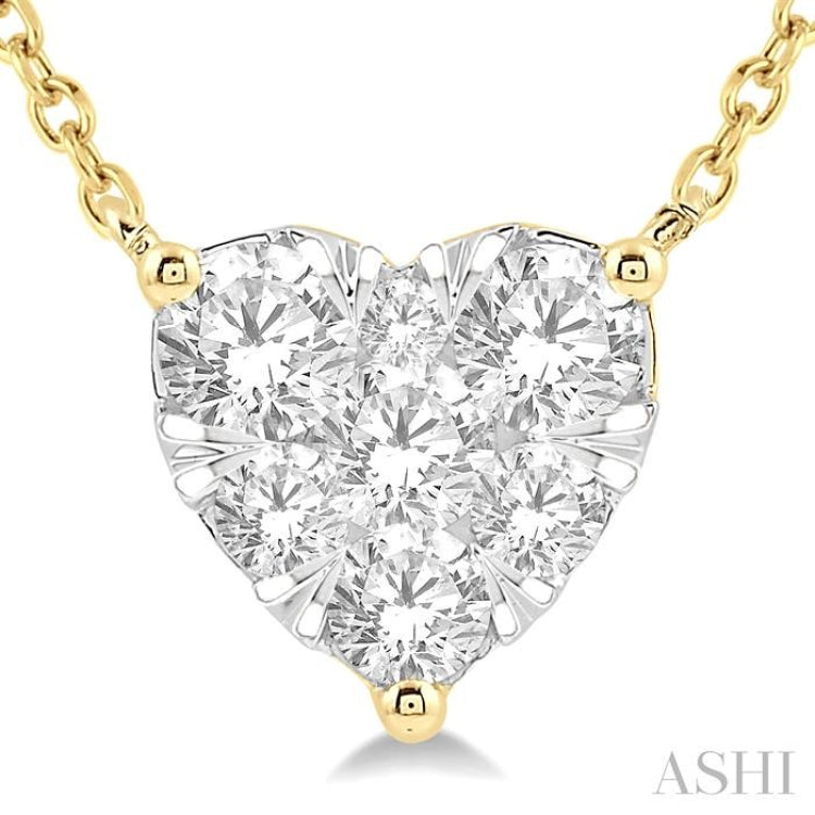 3/4 ctw Lovebright Diamond Heart Pendant With Chain in 14KYellow and White Gold