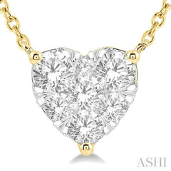 3/4 ctw Lovebright Diamond Heart Pendant With Chain in 14KYellow and White Gold