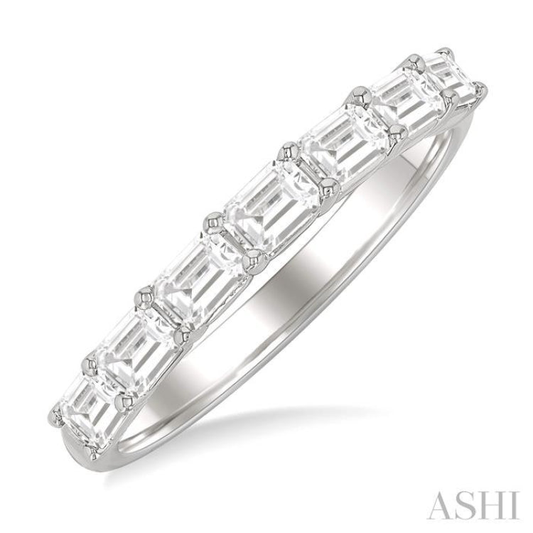 1 ctw East-West Emerald Cut Diamond Fashion Ring in 14K White Gold