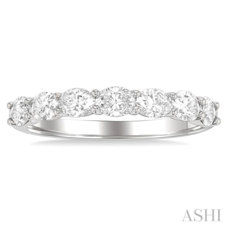 1 ctw East-West Oval Cut Diamond Fashion Ring in 14K White Gold