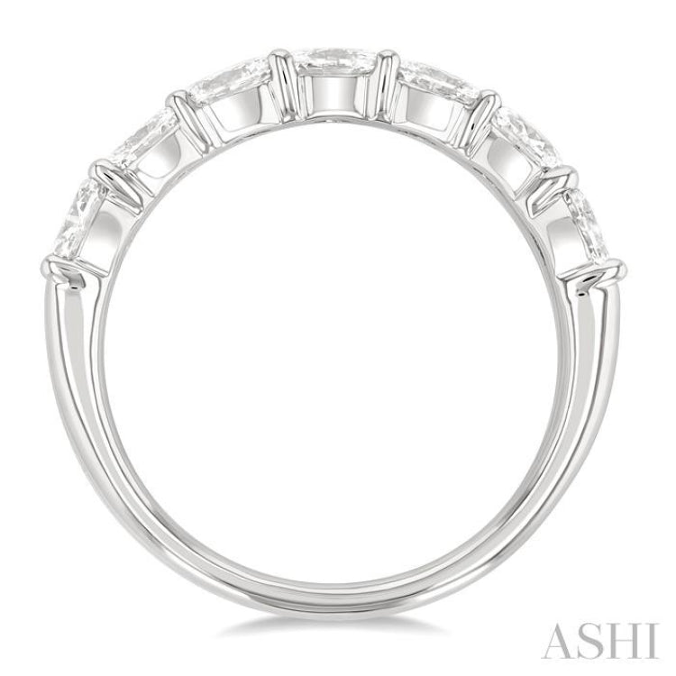1 ctw East-West Oval Cut Diamond Fashion Ring in 14K White Gold