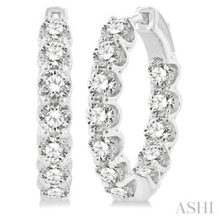 5 ctw Inside-Out Round Cut Diamond Hoop Earrings in 14K White Gold