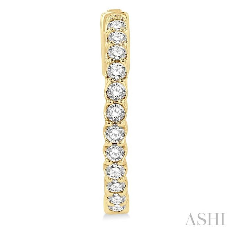 1 ctw Inside-Out Round Cut Diamond Hoop Earrings in 14K Yellow Gold