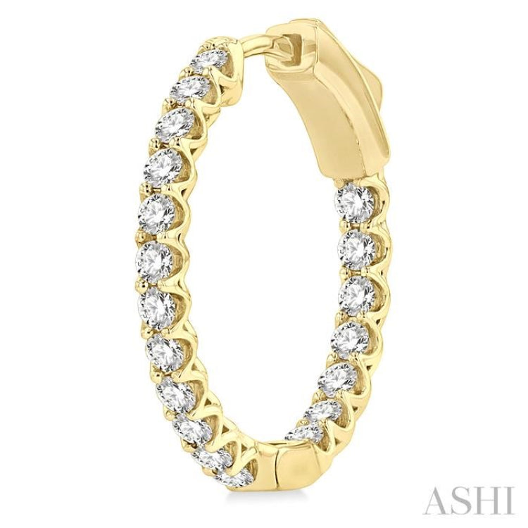 1 ctw Inside-Out Round Cut Diamond Hoop Earrings in 14K Yellow Gold