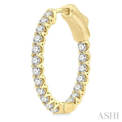 1 ctw Inside-Out Round Cut Diamond Hoop Earrings in 14K Yellow Gold
