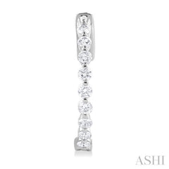 1 ctw Inside-Out Single Prong Set Round Cut Diamond Hoop Earrings in 14K White Gold