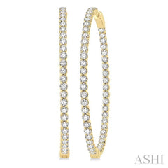 7 ctw Inside-Out Round Cut Diamond 2-Inch Hoop Earrings in 14K Yellow Gold