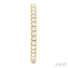 1 ctw French Pave Set Round Cut Diamond Fashion Half Hoop Earring in 14K Yellow Gold