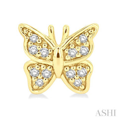 1/10 ctw Petite Butterfly Round Cut Diamond Fashion Stud Earring in 10K Yellow Gold