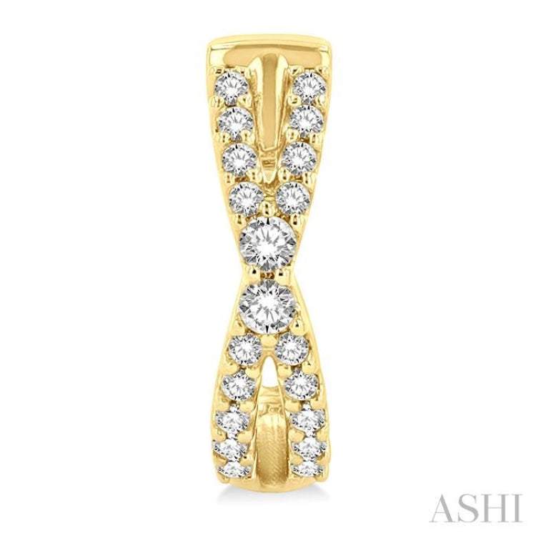 1/5 ctw Petite Slim Criss-Cross Round Cut Diamond Fashion Huggies in 10K Yellow Gold