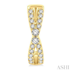 1/5 ctw Petite Slim Criss-Cross Round Cut Diamond Fashion Huggies in 10K Yellow Gold