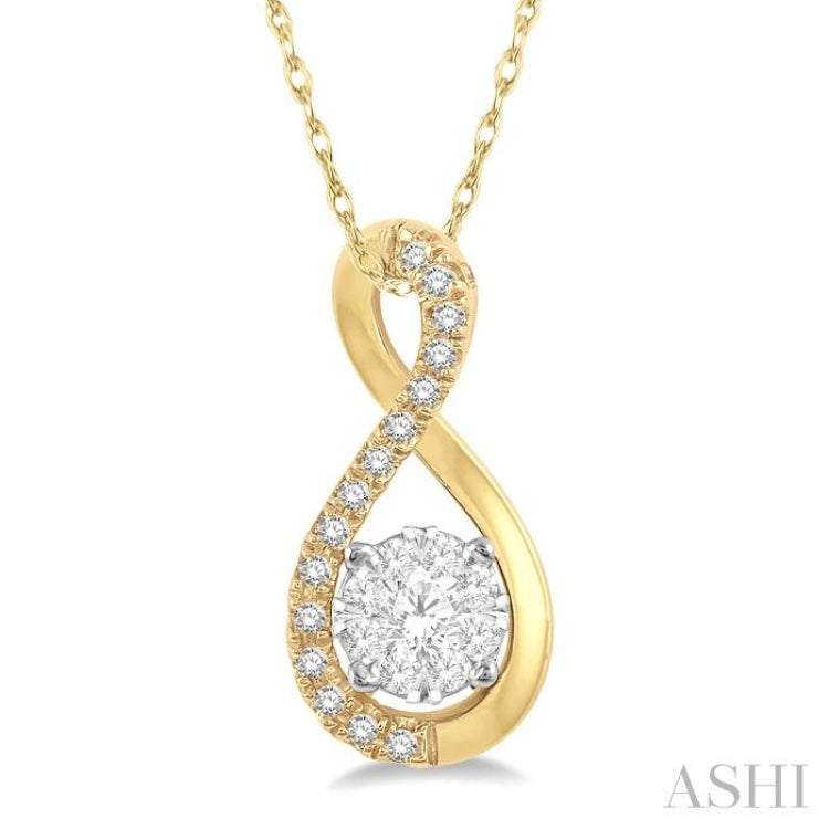 1/5 ctw Twisted Loop Lovebright Round Cut Diamond Pendant in 14K Yellow and White Gold with chain
