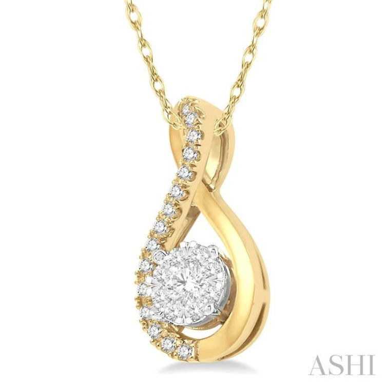 1/5 ctw Twisted Loop Lovebright Round Cut Diamond Pendant in 14K Yellow and White Gold with chain