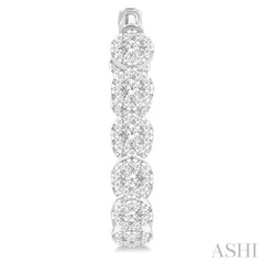 3 ctw Circular Link Lovebright In-Out Round Cut Diamond Hoop Earring in 14K White Gold