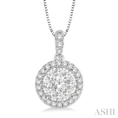 1/3 ctw Round Cut Diamond Lovebright Pendant in 14K White Gold with Chain