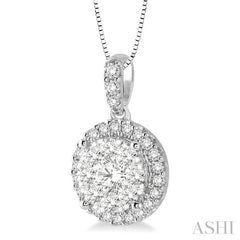 1/3 ctw Round Cut Diamond Lovebright Pendant in 14K White Gold with Chain