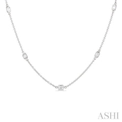 1 ctw Emerald Cut Diamond Fashion Necklace in 14K White Gold