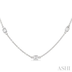 1 ctw Emerald Cut Diamond Fashion Necklace in 14K White Gold