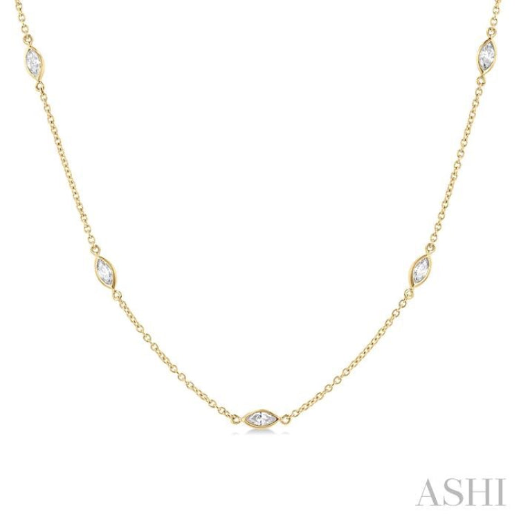 1 ctw Marquise Cut Diamond Fashion Necklace in 14K Yellow Gold