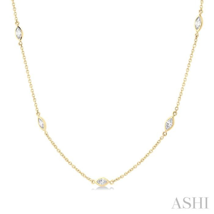 1 ctw Marquise Cut Diamond Fashion Necklace in 14K Yellow Gold
