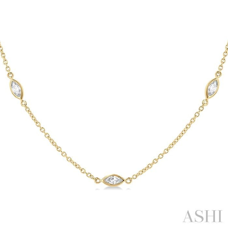 1 ctw Marquise Cut Diamond Fashion Necklace in 14K Yellow Gold
