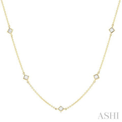 1 ctw Princess Cut Diamond Fashion Necklace in 14K Yellow Gold