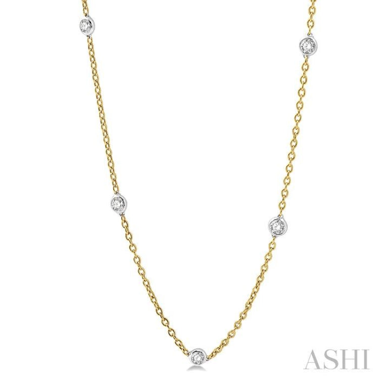 1 ctw Round Cut Diamond Fashion Necklace in 14K Yellow and White Gold
