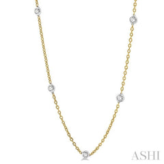 1 ctw Round Cut Diamond Fashion Necklace in 14K Yellow and White Gold