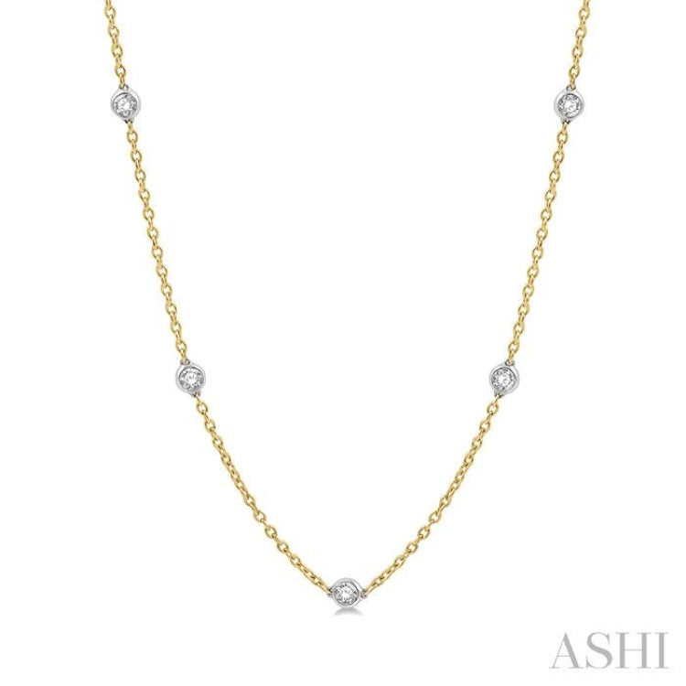 2 ctw Round Cut Diamond Fashion Necklace in 14K Yellow and White Gold