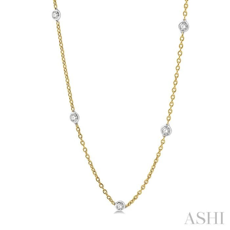 2 ctw Round Cut Diamond Fashion Necklace in 14K Yellow and White Gold