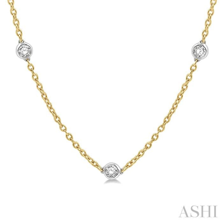 2 ctw Round Cut Diamond Fashion Necklace in 14K Yellow and White Gold