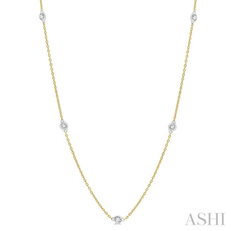 1/2 ctw Round Cut Diamond Fashion Necklace in 14K Yellow and White Gold