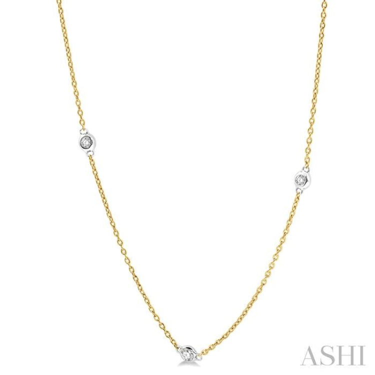1/2 ctw Round Cut Diamond Fashion Necklace in 14K Yellow and White Gold