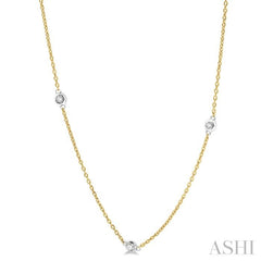 1/2 ctw Round Cut Diamond Fashion Necklace in 14K Yellow and White Gold