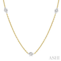 1/2 ctw Round Cut Diamond Fashion Necklace in 14K Yellow and White Gold
