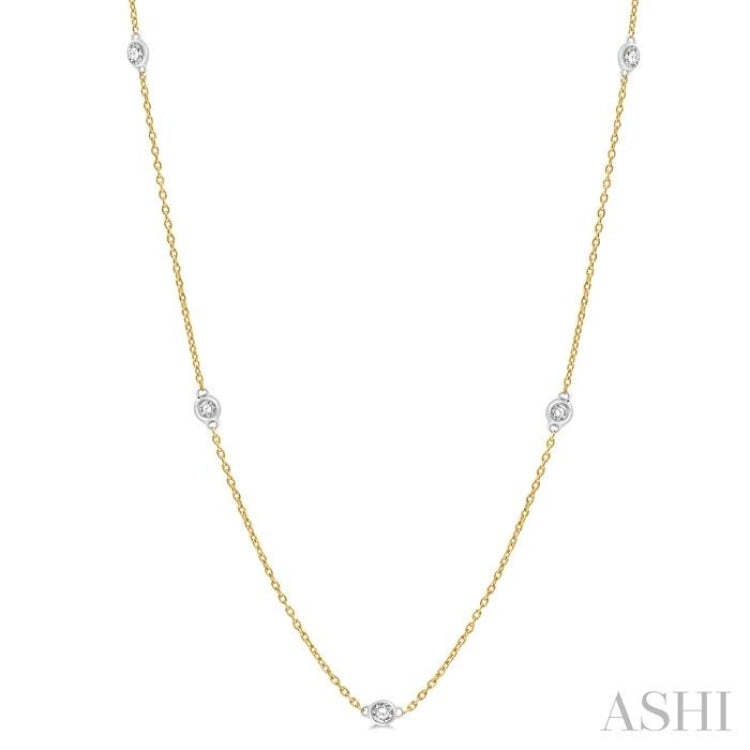 1/4 ctw Round Cut Diamond Fashion Necklace in 14K Yellow and White Gold