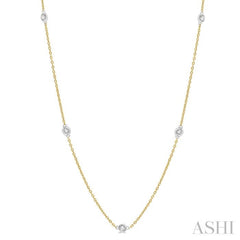 1/4 ctw Round Cut Diamond Fashion Necklace in 14K Yellow and White Gold