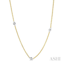 1/4 ctw Round Cut Diamond Fashion Necklace in 14K Yellow and White Gold