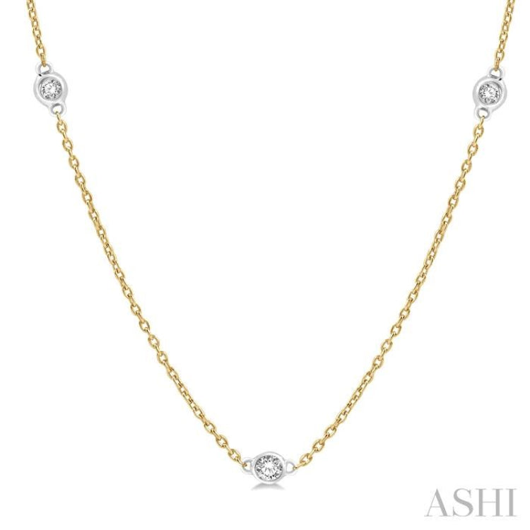 1/4 ctw Round Cut Diamond Fashion Necklace in 14K Yellow and White Gold