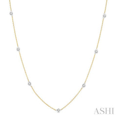 1/3 ctw Round Cut Diamond Station Necklace in 14K Yellow and White Gold