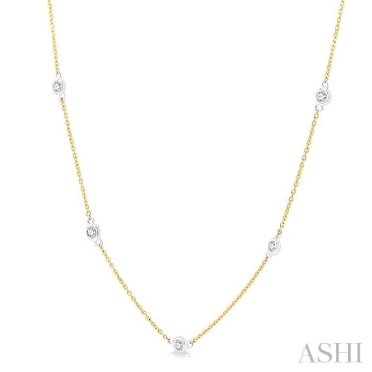 1/3 ctw Round Cut Diamond Station Necklace in 14K Yellow and White Gold