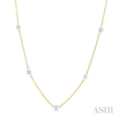 1/3 ctw Round Cut Diamond Station Necklace in 14K Yellow and White Gold