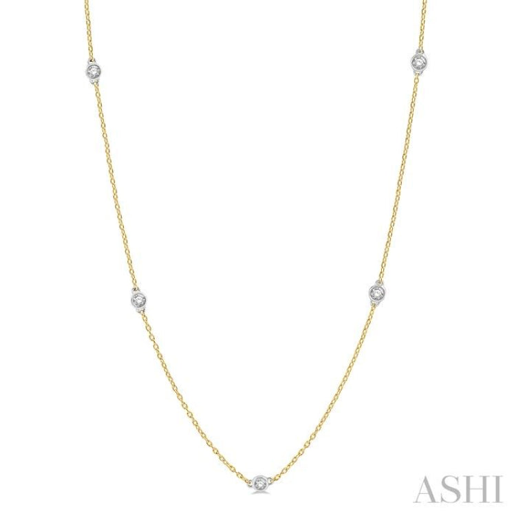 3/4 ctw Round Cut Diamond Fashion Necklace in 14K Yellow and White Gold