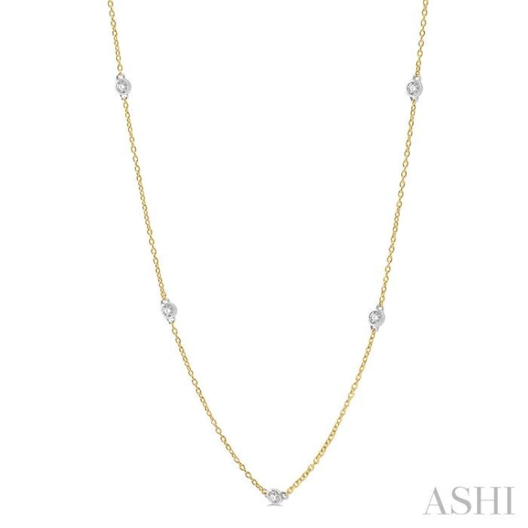 3/4 ctw Round Cut Diamond Fashion Necklace in 14K Yellow and White Gold