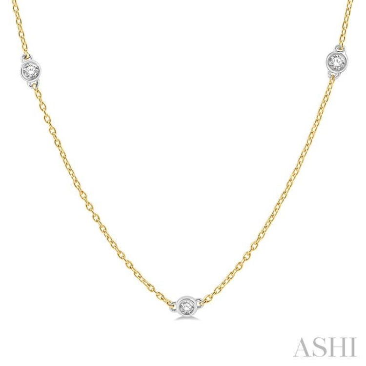 3/4 ctw Round Cut Diamond Fashion Necklace in 14K Yellow and White Gold