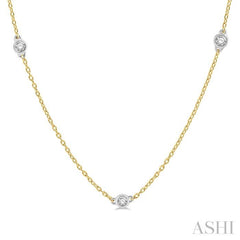 3/4 ctw Round Cut Diamond Fashion Necklace in 14K Yellow and White Gold